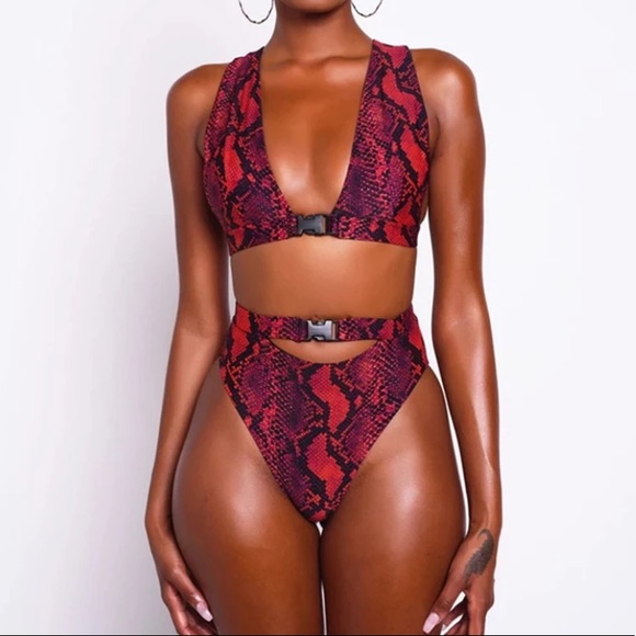 Snake Print Bikini Set - Picture 1 of 5